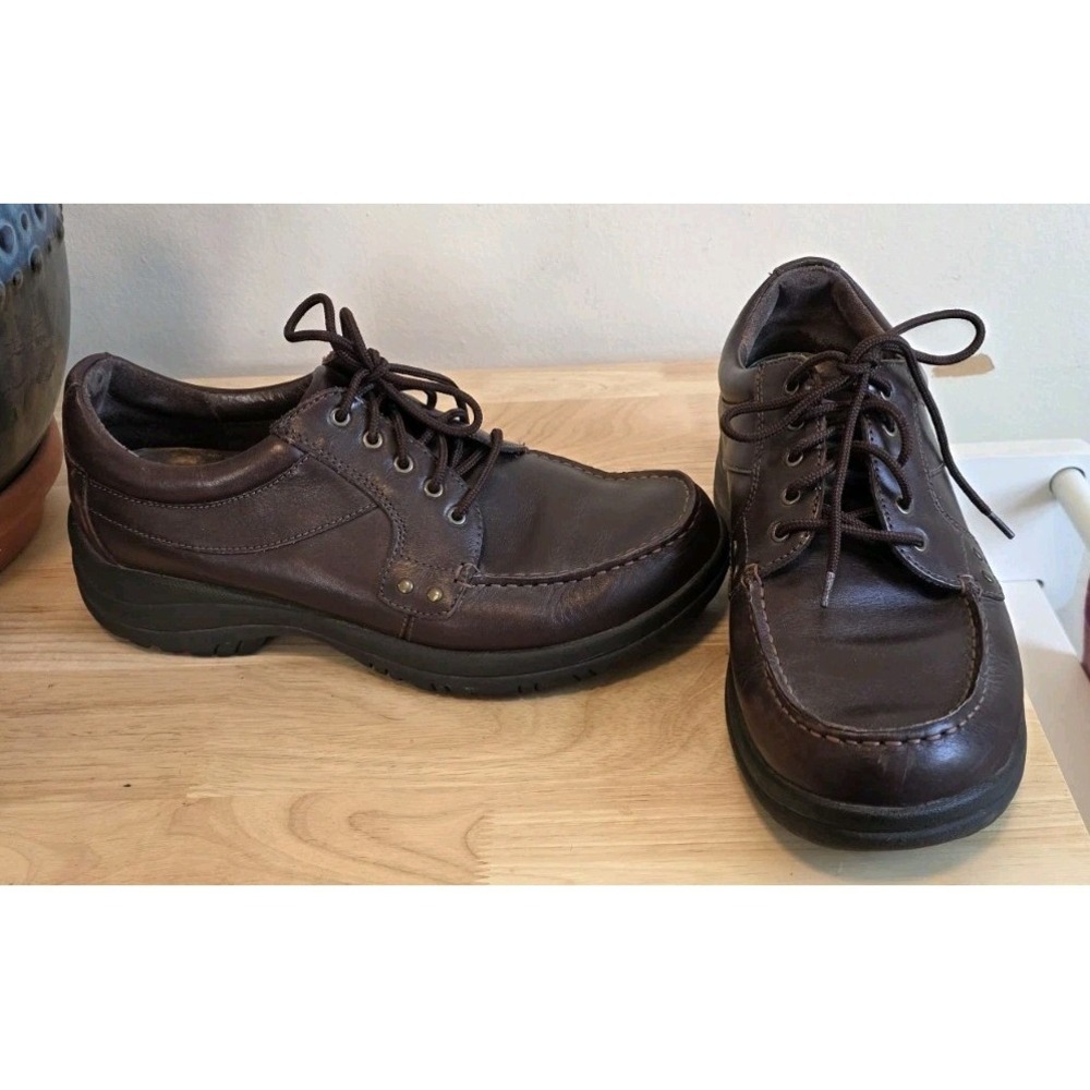 Dansko Mens US 9.5 EU 42 Wyatt Shoes Brown Leather Lace Up Casual Slip Resistent